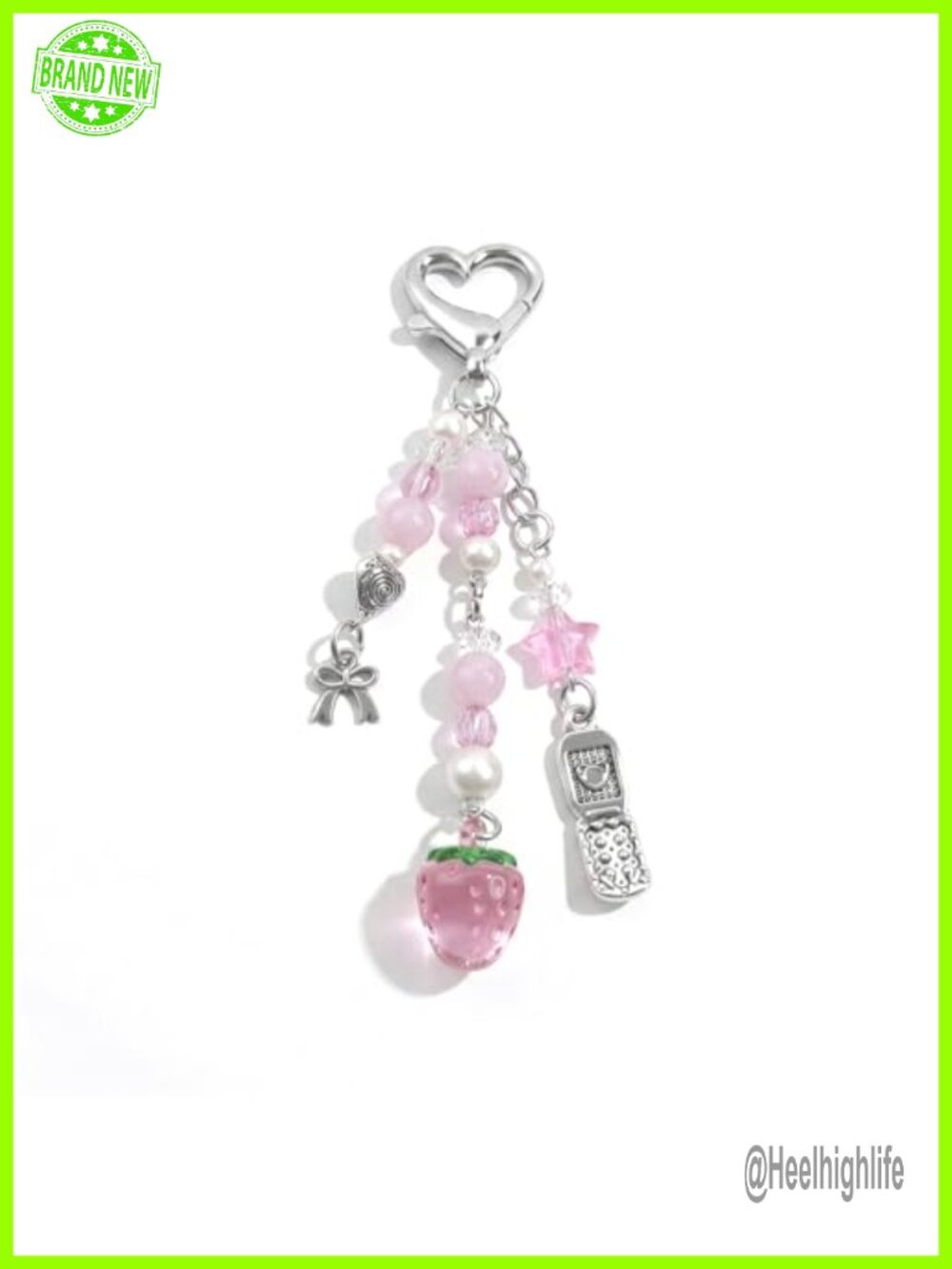 Y2K Charms Keychain Set Metal Acrylic Beads Crystal for Handbags